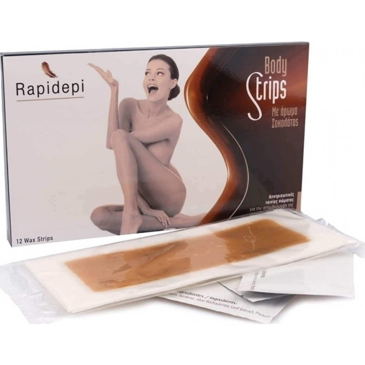 Vican Rapidepi Body Strips Αποτριχωτικές Ταινίες Σώματος με Άρωμα Σοκολάτας 12 Wax Strips