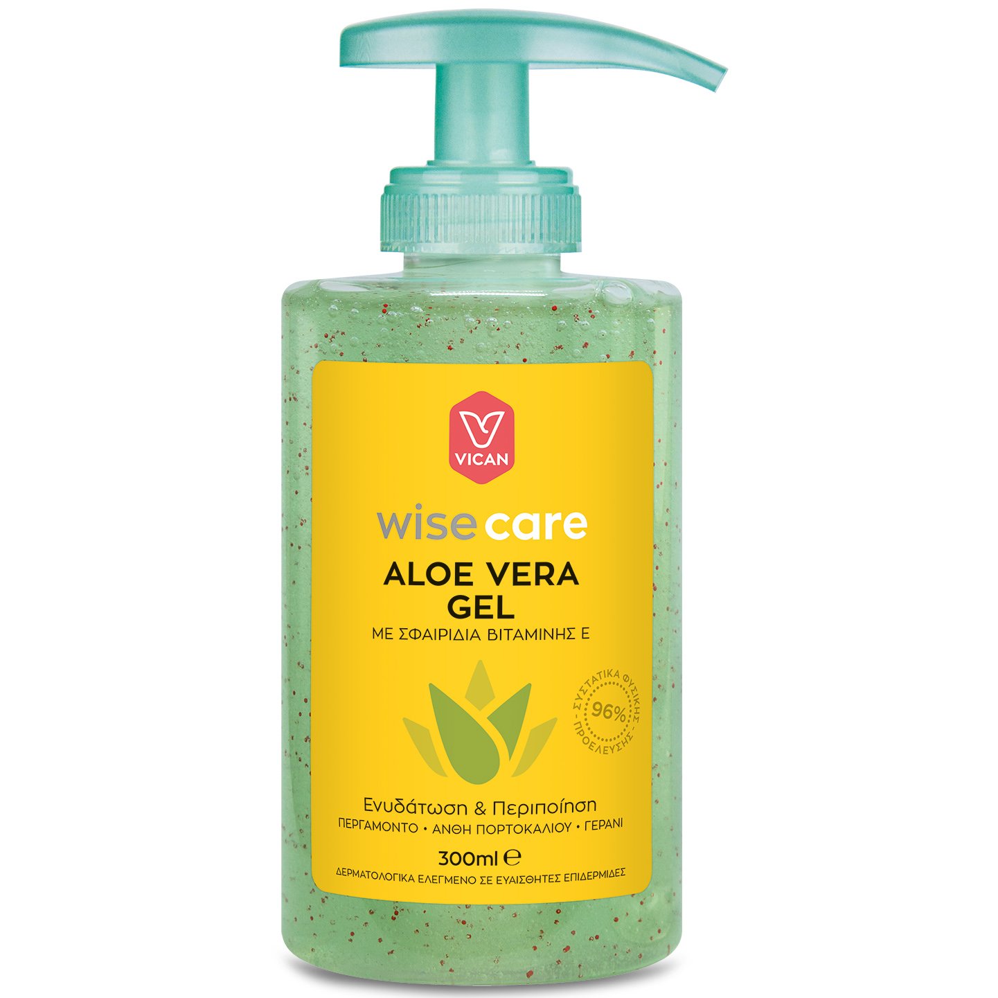 Vican Wise Care Aloe Vera Gel Αλόης Πολλαπλών, Καθημερινών Χρήσεων που Καταπραΰνει, Ενυδατώνει & Προστατεύει 300ml