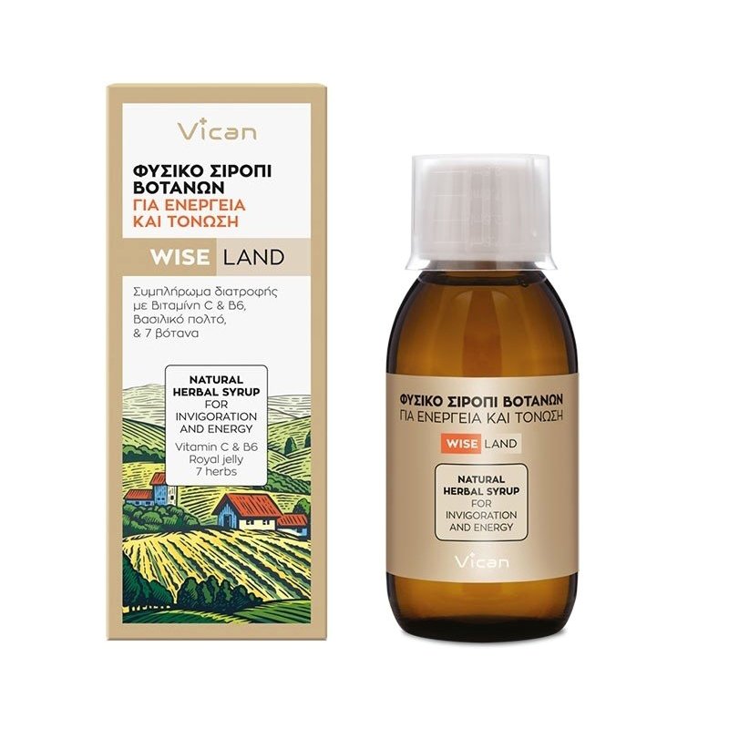 Vican Wise Land Φυσικό Σιρόπι Βοτάνων για Ενέργεια και Τόνωση 120ml