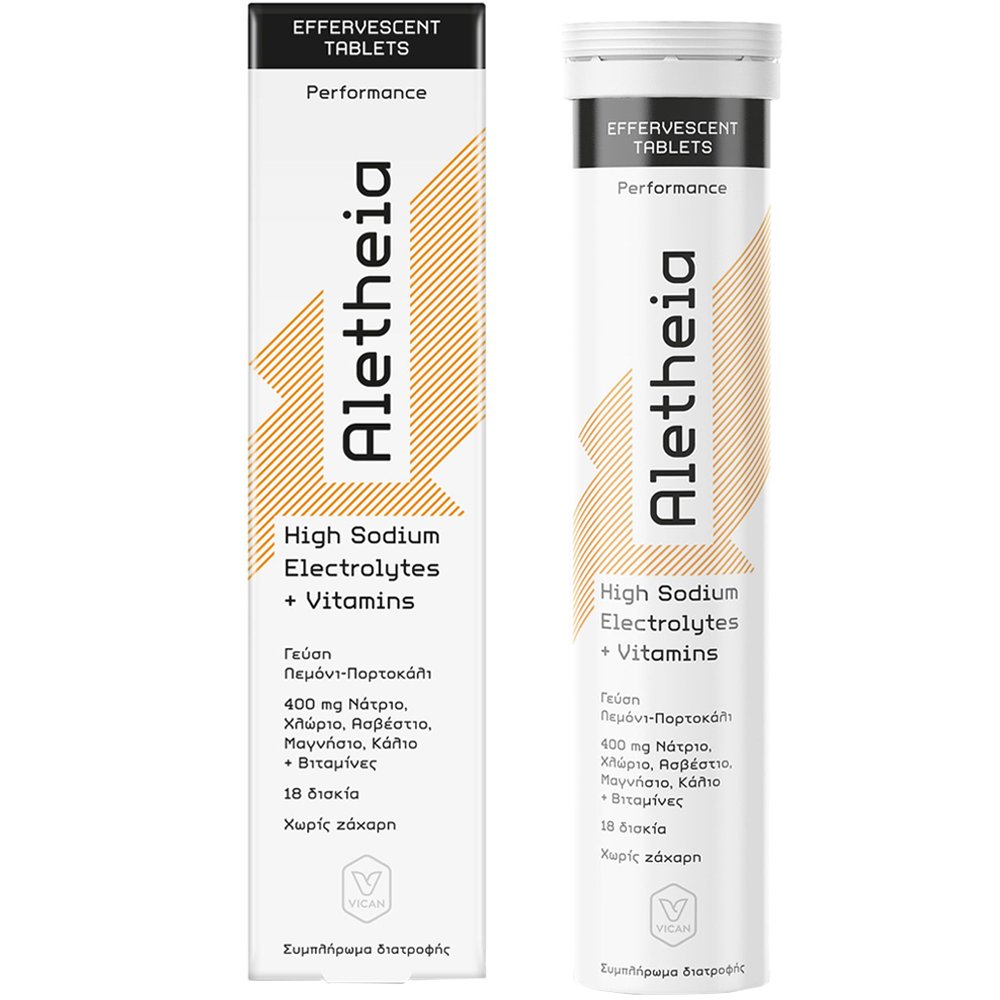 Vican Vican Aletheia High Sodium Electrolytes + Vitamins Συμπλήρωμα Διατροφής Ηλεκτρολυτών & Βιταμινών για Ενυδάτωση, Ενέργεια & Αναπλήρωση Θρεπτικών Συστατικών με Γεύση Λεμόνι - Πορτοκάλι 18 Effer.tabs