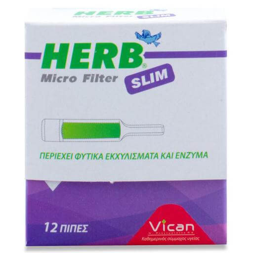 Vican Herb Micro Filter για Slim Τσιγάρο Φίλτρα με Φυτικά Βότανα και Ένζυμα που Συλλέγουν και Μειώνουν τις Επικίνδυνες Ουσίες του Τσιγάρου 12τμχ