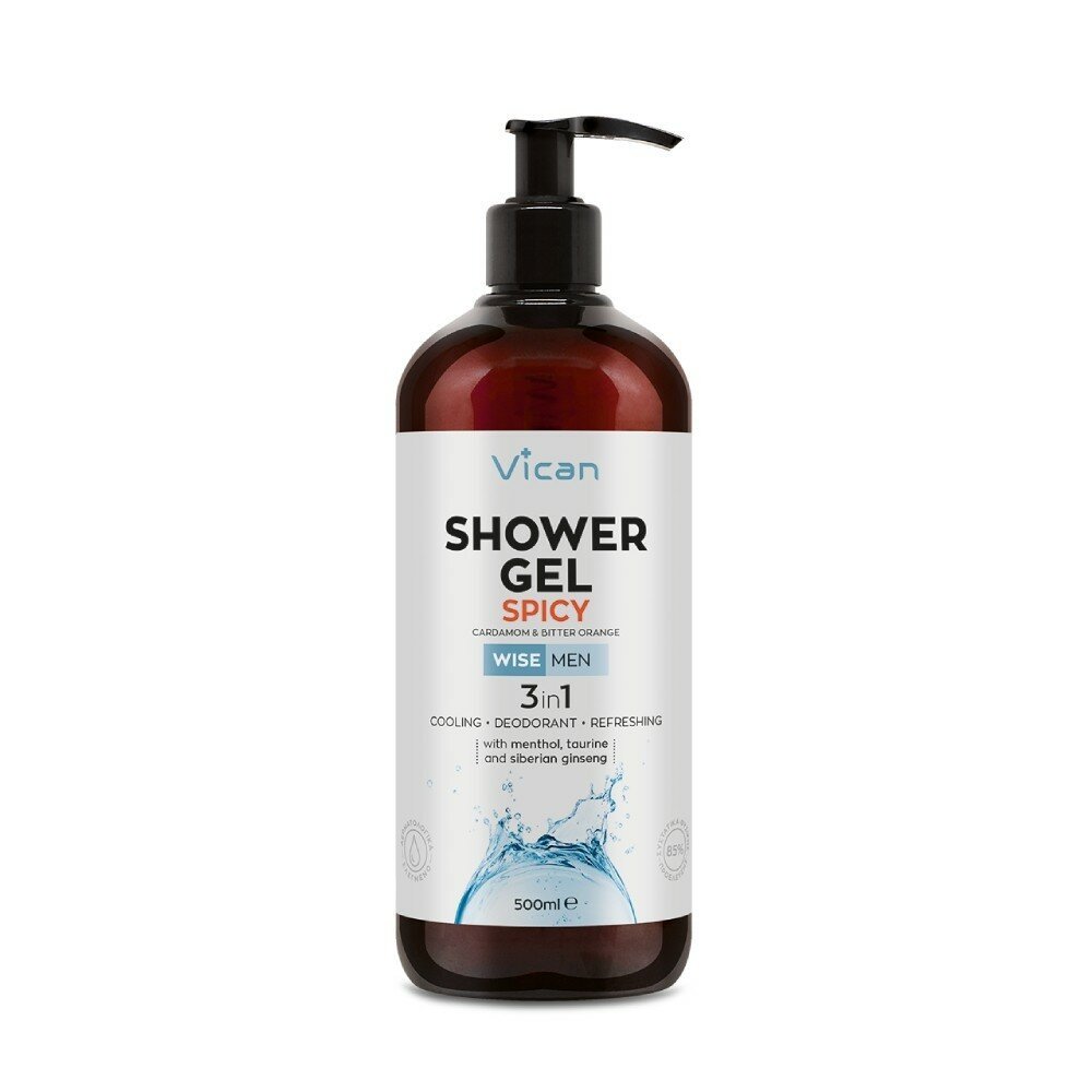 Vican Wise Men Shower Gel Spicy Ανδρικό Αφρόλουτρο για Αίσθηση Φρεσκάδας με Άρωμα Κάρδαμου & Bitter Orange 500ml