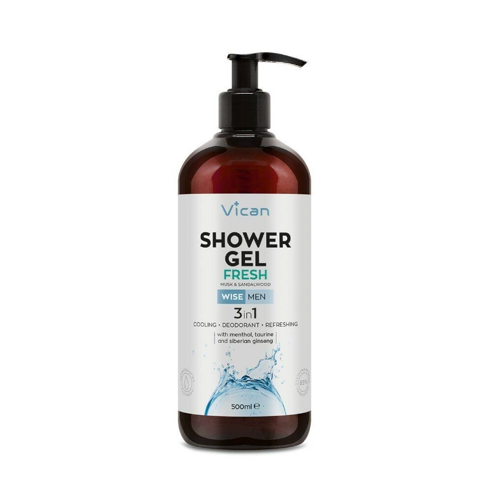 Vican Wise Men Shower Gel Fresh Ανδρικό Αφρόλουτρο για Αίσθηση Φρεσκάδας με Άρωμα Musk & Σανταλόξυλο 500ml