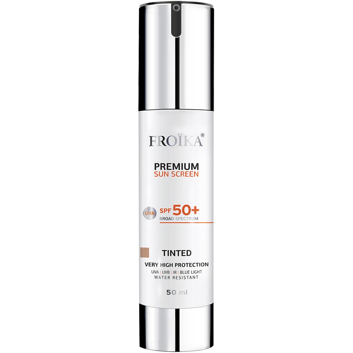 Froika Froika Premium Sun Screen UVA Tinted Spf50+ Αντιηλιακό Προσώπου Ευρέως Φάσματος Πολύ Υψηλής Προστασίας με Χρώμα Κατά της Γήρανσης 50ml