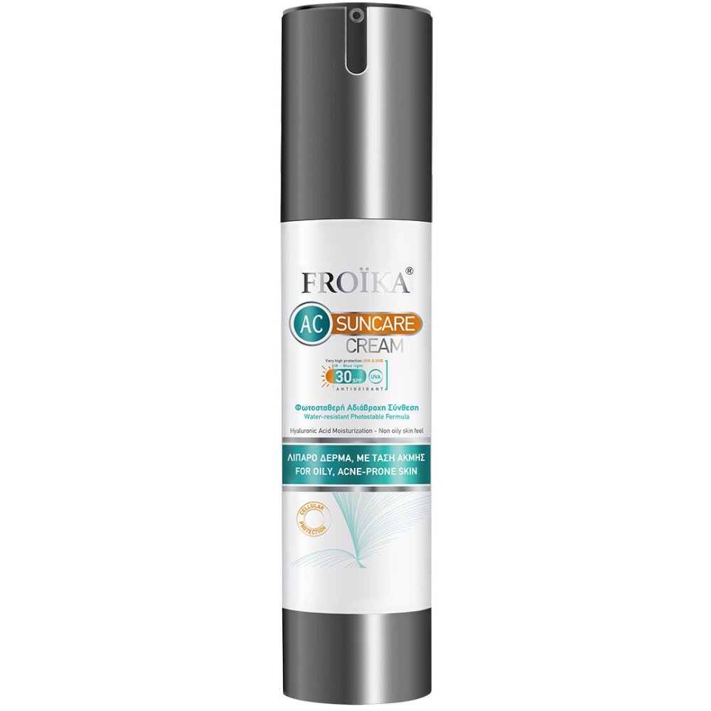 Froika Hyaluronic Acid Moisturization Antioxidant AC Suncare Cream Spf30 Ενυδατική Κρέμα με Υαλουρονικό Οξύ Υψηλής Προστασίας για Δέρμα Λιπαρό με Τάση Ακμής 50ml