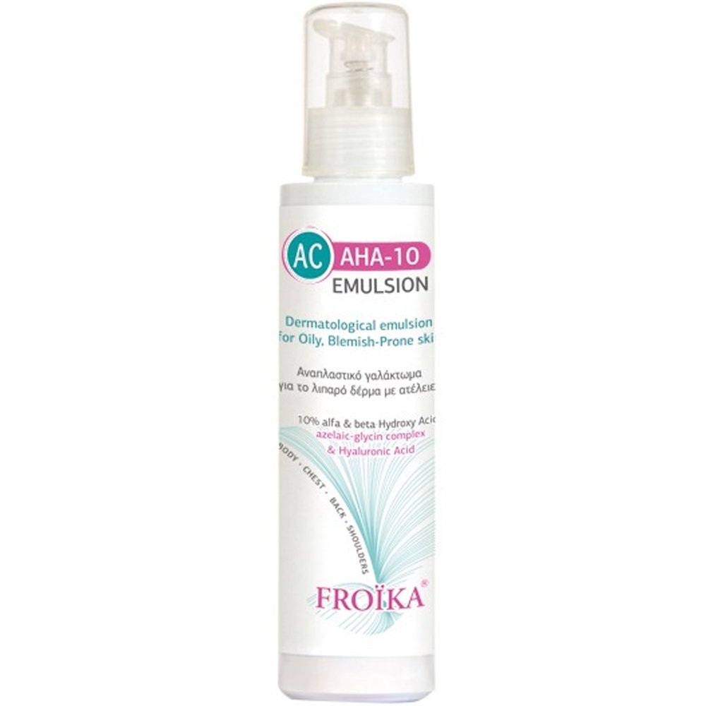 Froika AC AHA-10 Emulsion Αναπλαστικό Γαλάκτωμα Άλφα Υδροξυοξέων για Λιπαρό Δέρμα με Τάση Ακμής Προσώπου Σώματος 125ml