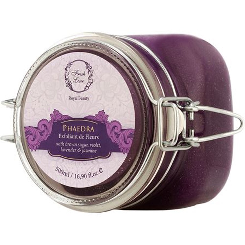 Fresh Line Royal Beauty Phaedra Flowers Body Glittered Exfoliant Απολεπιστικό Σώματος Φαίδρα με Ζάχαρη, Βιολέτα, Λεβάντα, Γιασεμί & Γκλίτερ 500ml