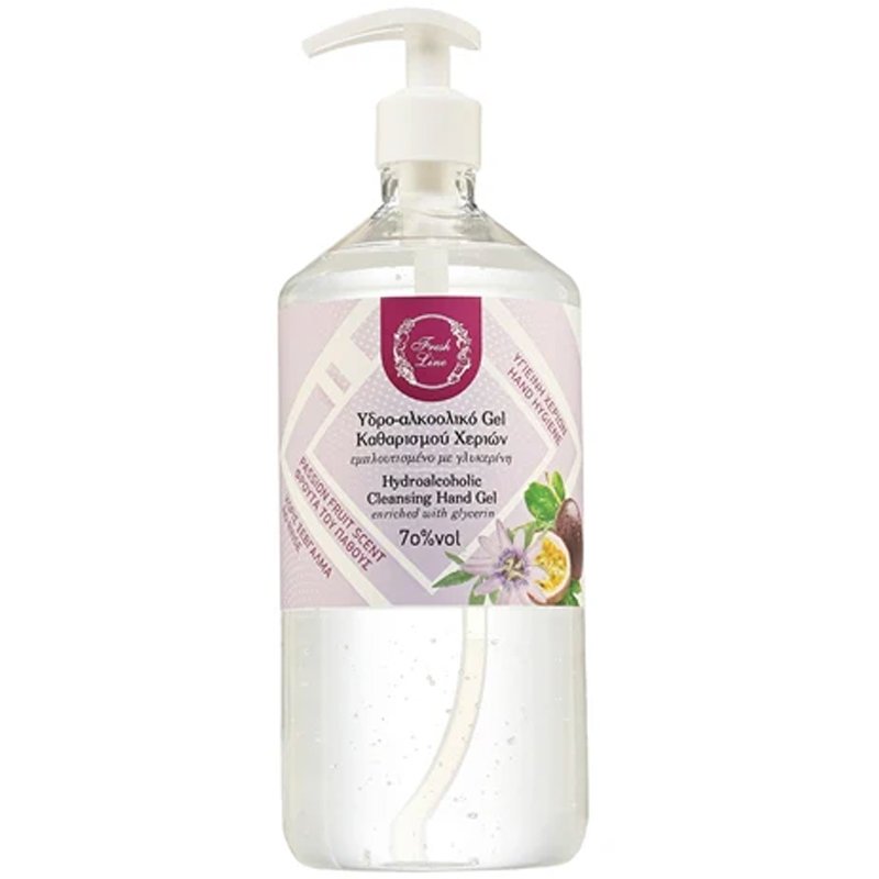 Fresh Line Fresh Line Hydroalcoholic Cleansing Hand Gel Υδρο-αλκοολικό Τζελ Καθαρισμού Χεριών Εμπλουτισμένο με Γλυκερίνη με Άρωμα Φρούτα του Δάσους 1L
