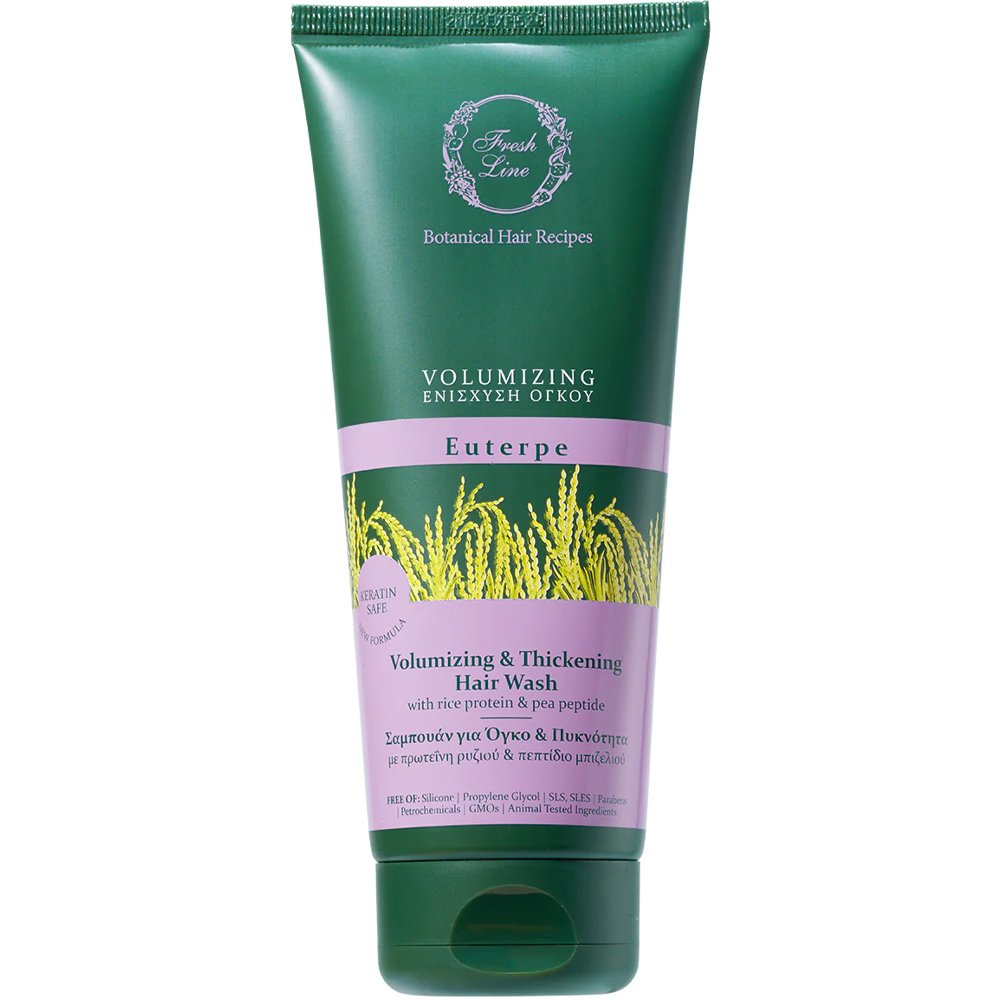 Fresh Line Botanical Hair Recipes Euterpe Volumizing & Thickening Hair Wash Σαμπουάν Ευτέρπη για Ενίσχυση Όγκου & Πυκνότητας των Μαλλιών με Πρωτεΐνη Ρυζιού & Πεπτίδιο Μπιζελιού 200ml