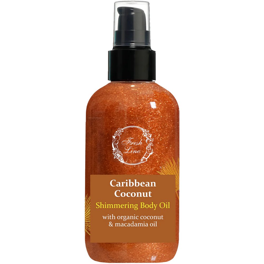 Fresh Line Caribbean Coconut Shimmering Body Oil Ξηρό Λάδι Λάμψης Σώματος με Καρύδα Καραϊβικής για Αίσθηση Ζεστασιάς & Τροπικής Φροντίδας 150ml