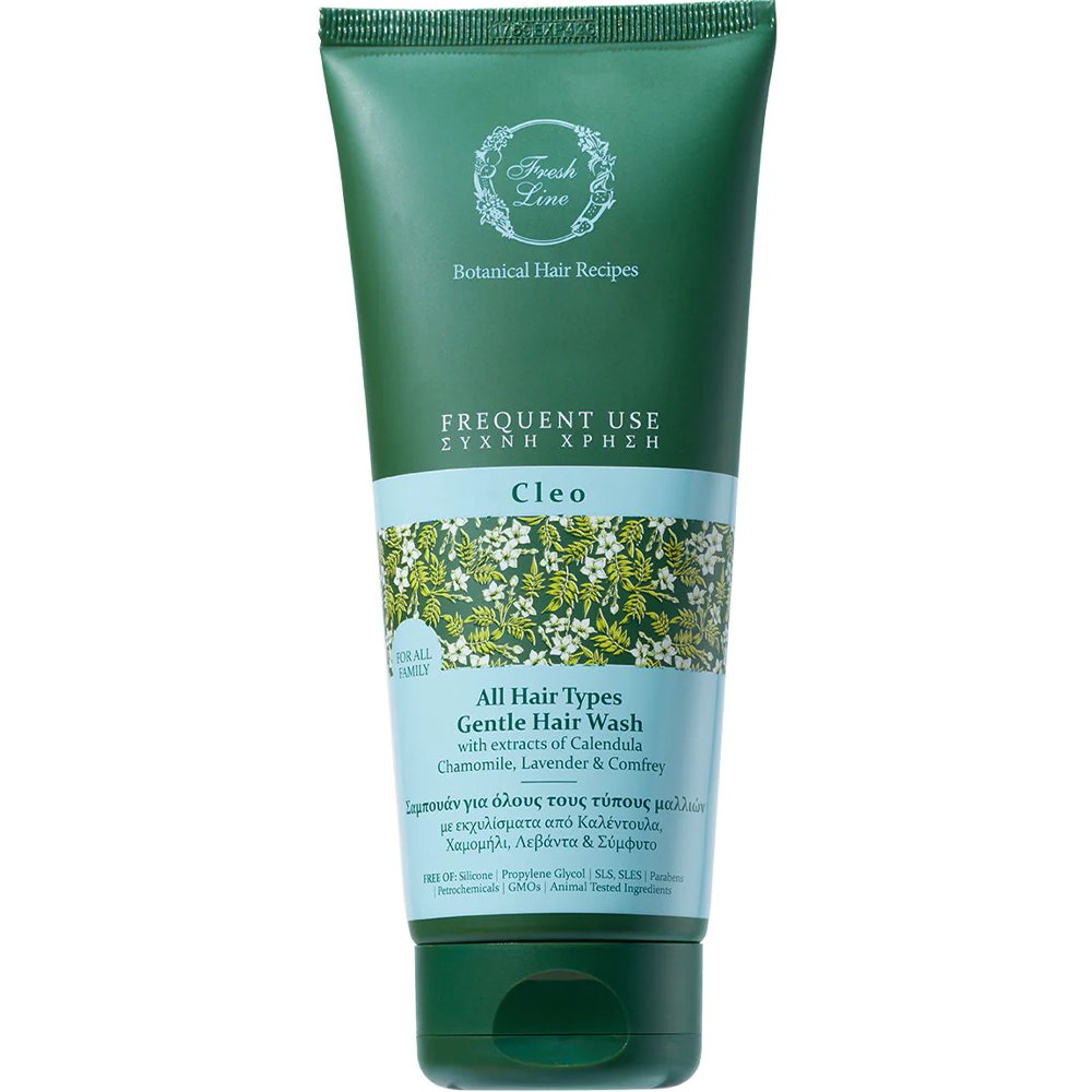 Fresh Line Botanical Hair Recipes Frequent Use Cleo All Hair Types Gentle Hair Wash Shampoo Σαμπουάν Κλειώ για Ευαίσθητο Τριχωτό Κατάλληλο για Καθημερινή Χρήση 200ml