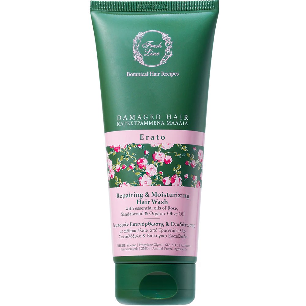 Fresh Line Botanical Hair Recipes Damaged Hair Erato Repairing & Moisturizing Hair Wash Σαμπουάν Επανόρθωσης & Ενυδάτωσης Ερατώ για Ταλαιπωρημένα Μαλλιά 200ml