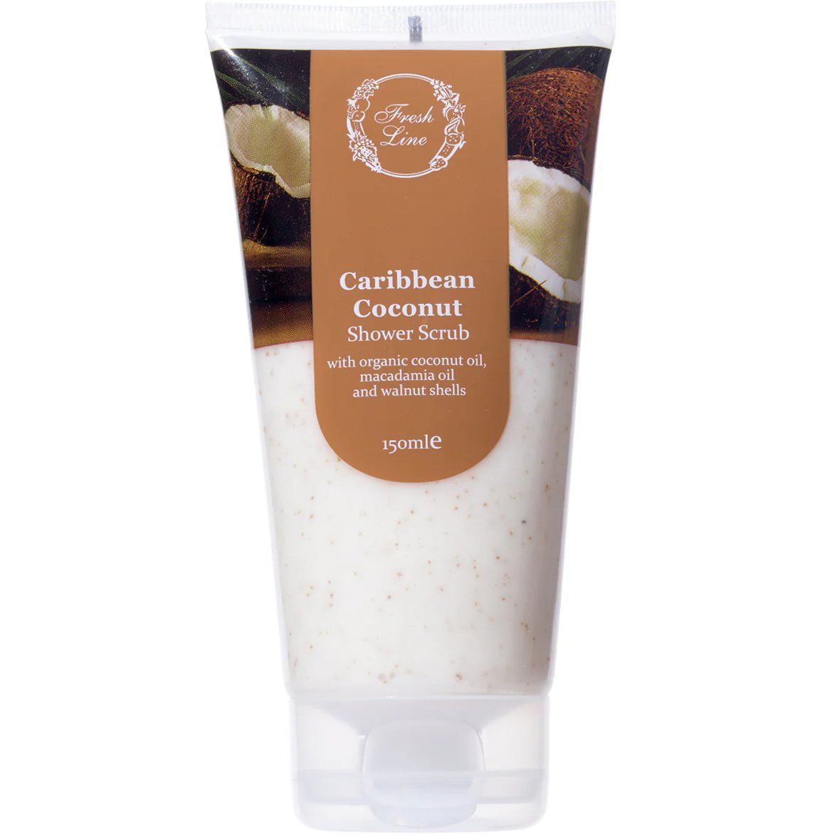 Fresh Line Caribbean Coconut Shower Scrub Εξωτικό & Χαλαρωτικό Απολεπιστικό Σώματος για το Ντους Φυσικής Σύνθεσης με Καρύδα 150ml
