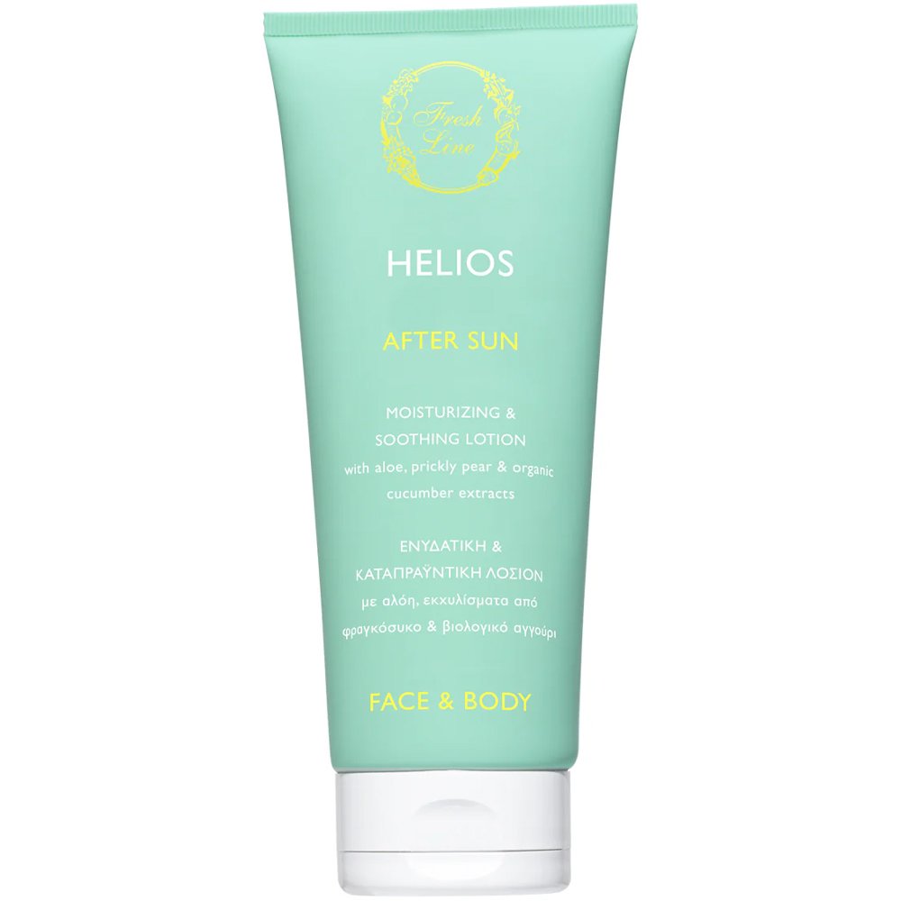 Fresh Line Helios Moisturizing & Soothing Face & Body After Sun Lotion Ενυδατική & Καταπραϋντική Λοσιόν για Πρόσωπο & Σώμα με Αλόη, Εκχυλίσματα από Φραγκόσυκο & Βιολογικό Αγγούρι 200ml