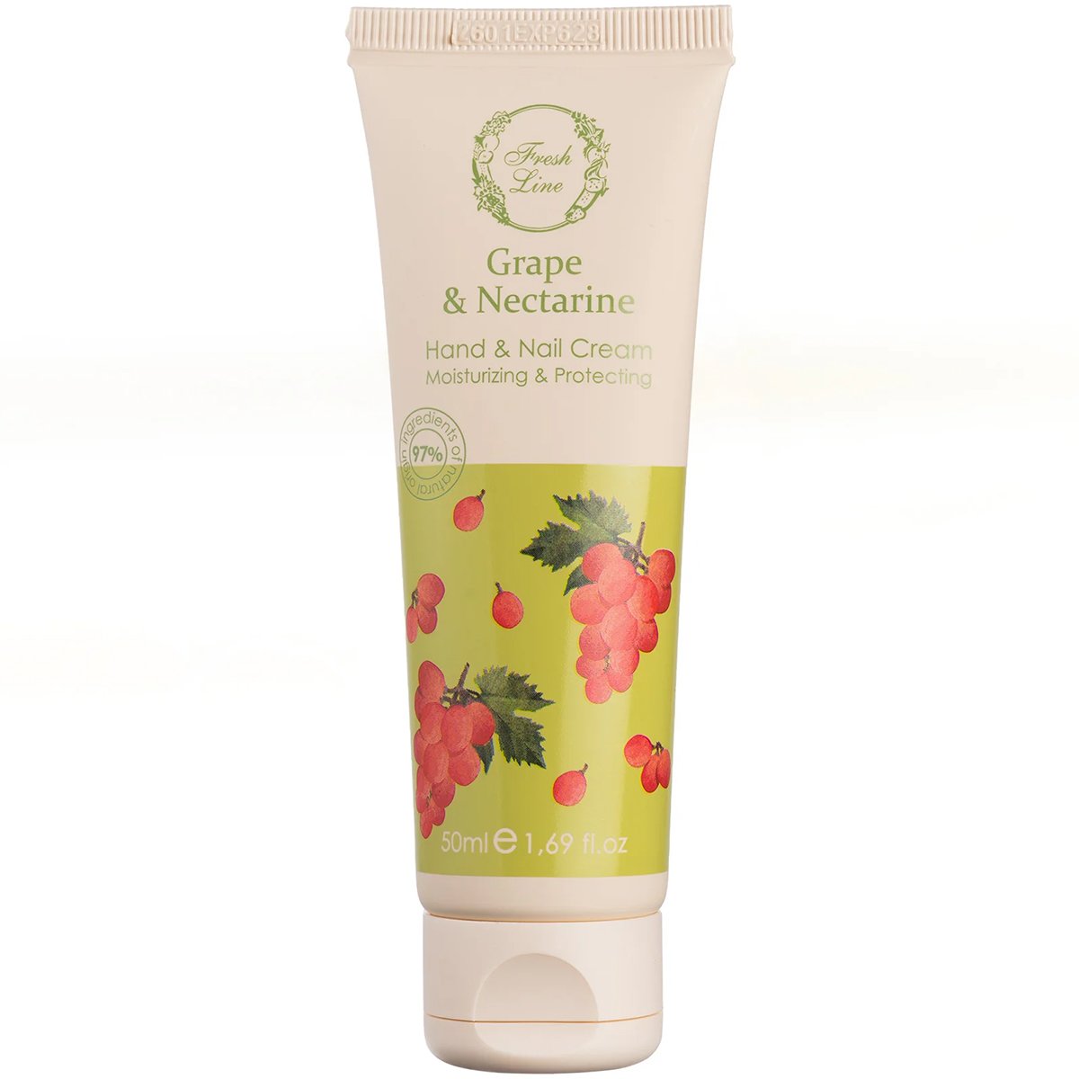 Fresh Line Grape & Nectarine Moisturizing & Protecting Hand & Nail Cream Ενυδατική, Προστατευτική Κρέμα Χεριών & Νυχιών Ελαφριάς Υφής, Φυσικής Σύνθεσης με Σταφύλι & Νεκταρίνι 50ml