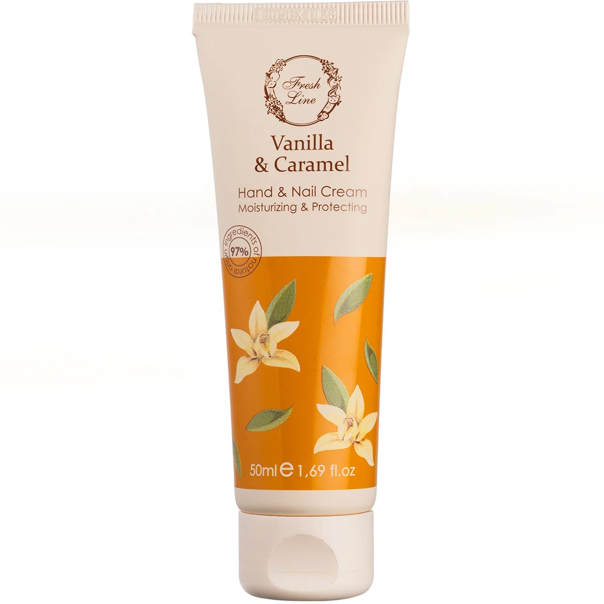 Fresh Line Vanilla & Caramel Moisturizing & Protecting Hand & Nail Cream Ενυδατική, Προστατευτική Κρέμα Χεριών & Νυχιών Ελαφριάς Υφής, Φυσικής Σύνθεσης με Βανίλια & Καραμέλα 50ml