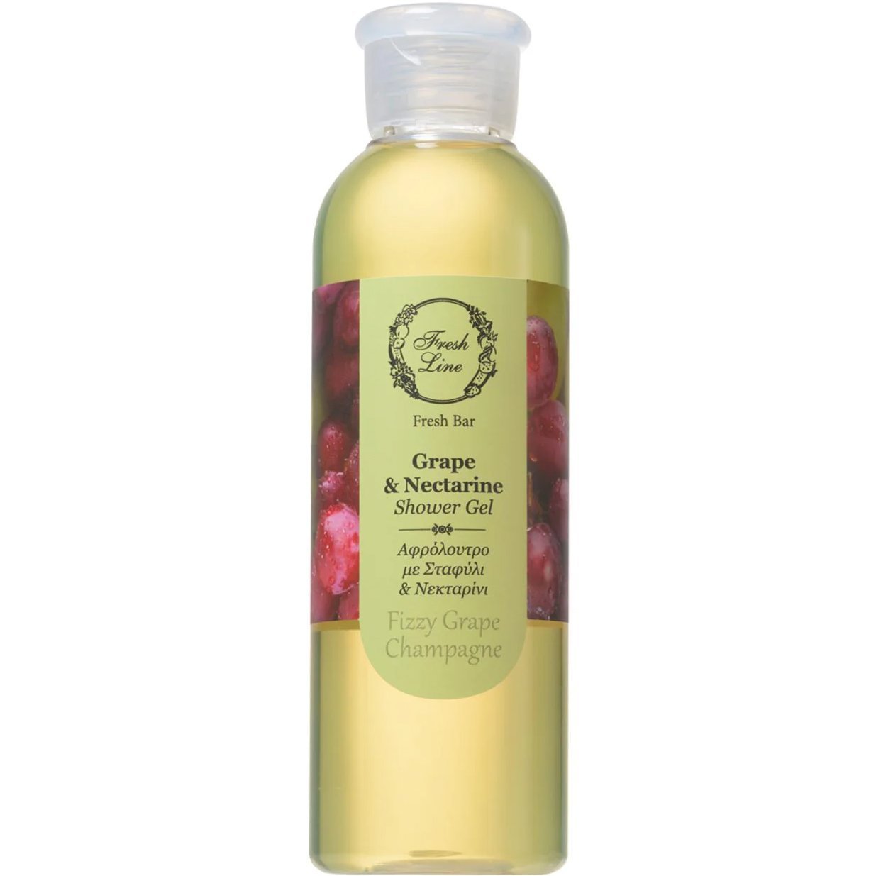 Fresh Line Fresh Bar Grape & Nectarine Shower Gel Fizzy Grape Champagne Δροσερό & Απολαυστικό Αφρόλουτρο Σώματος Φυσικής Σύνθεσης με Σταφύλι & Νεκταρίνι 200ml