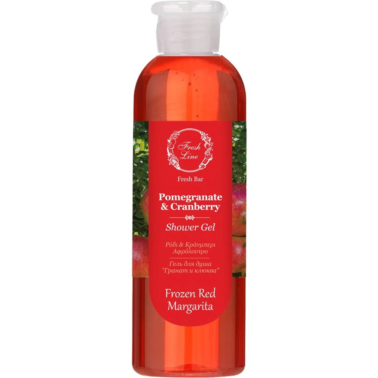Fresh Line Fresh Bar Pomegranate & Cranberry Shower Gel Frozen Red Margarita Φρουτένιο & Αναζωογονητικό Αφρόλουτρο Σώματος Φυσικής Σύνθεσης με Ρόδι & Κράνμπερι 200ml