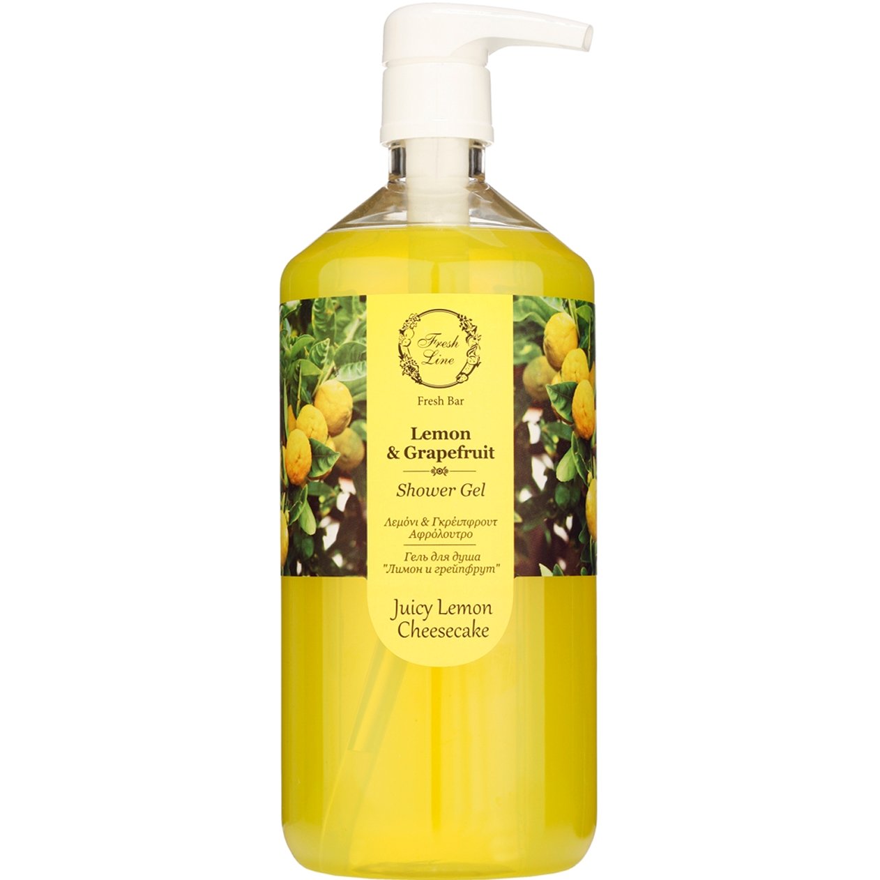 Fresh Line Fresh Bar Lemon & Grapefruit Shower Gel Juicy Lemon Cheesecake Φρέσκο & Αναζωογονητικό Αφρόλουτρο Σώματος Φυσικής Σύνθεσης με Λεμόνι & Γκρέιπφρουτ 1Lt