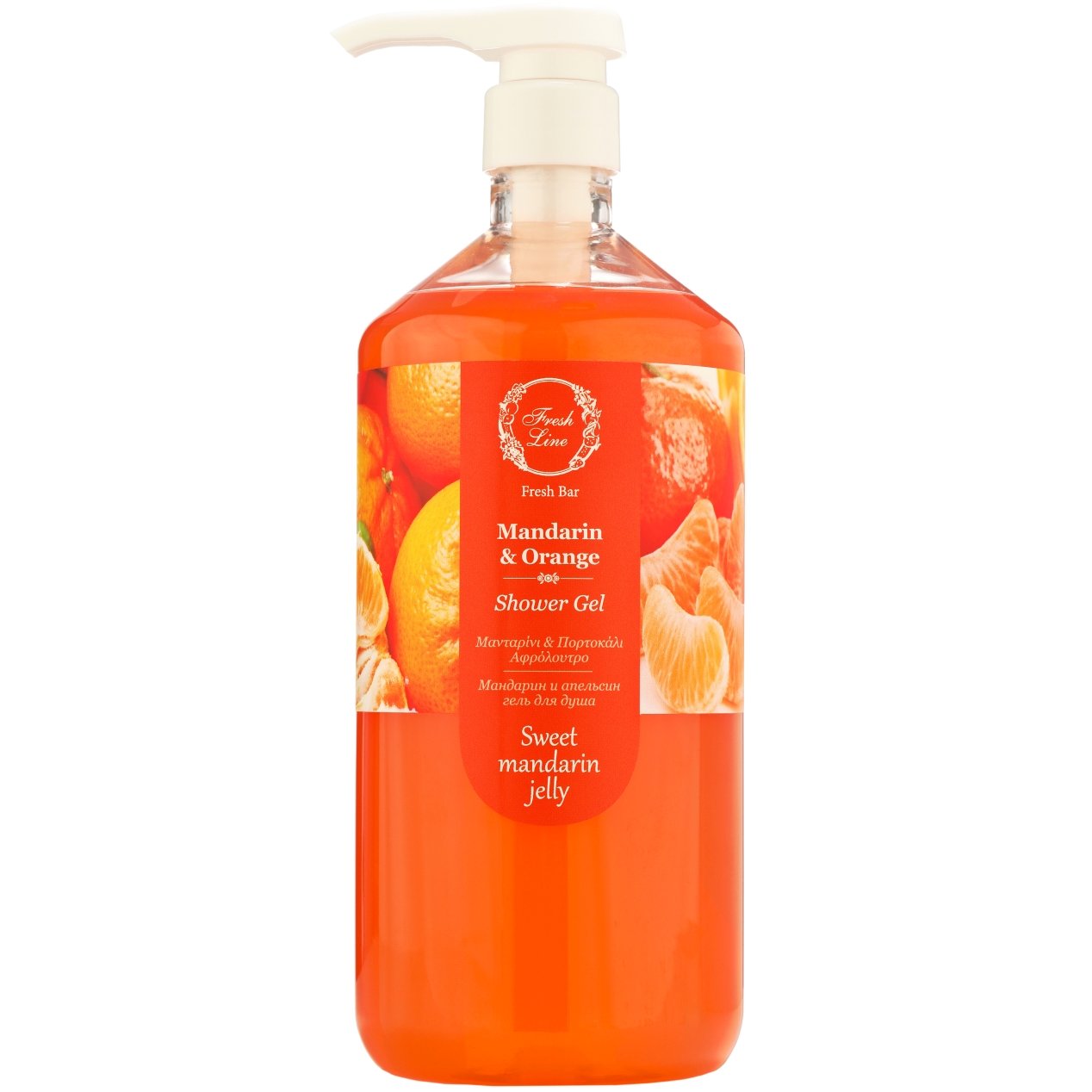 Fresh Line Fresh Bar Mandarin & Orange Shower Gel Sweet Mandarin Jelly Δροσερό & Αναζωογονητικό Αφρόλουτρο Σώματος Φυσικής Σύνθεσης με Μανταρίνι & Πορτοκάλι 1Lt