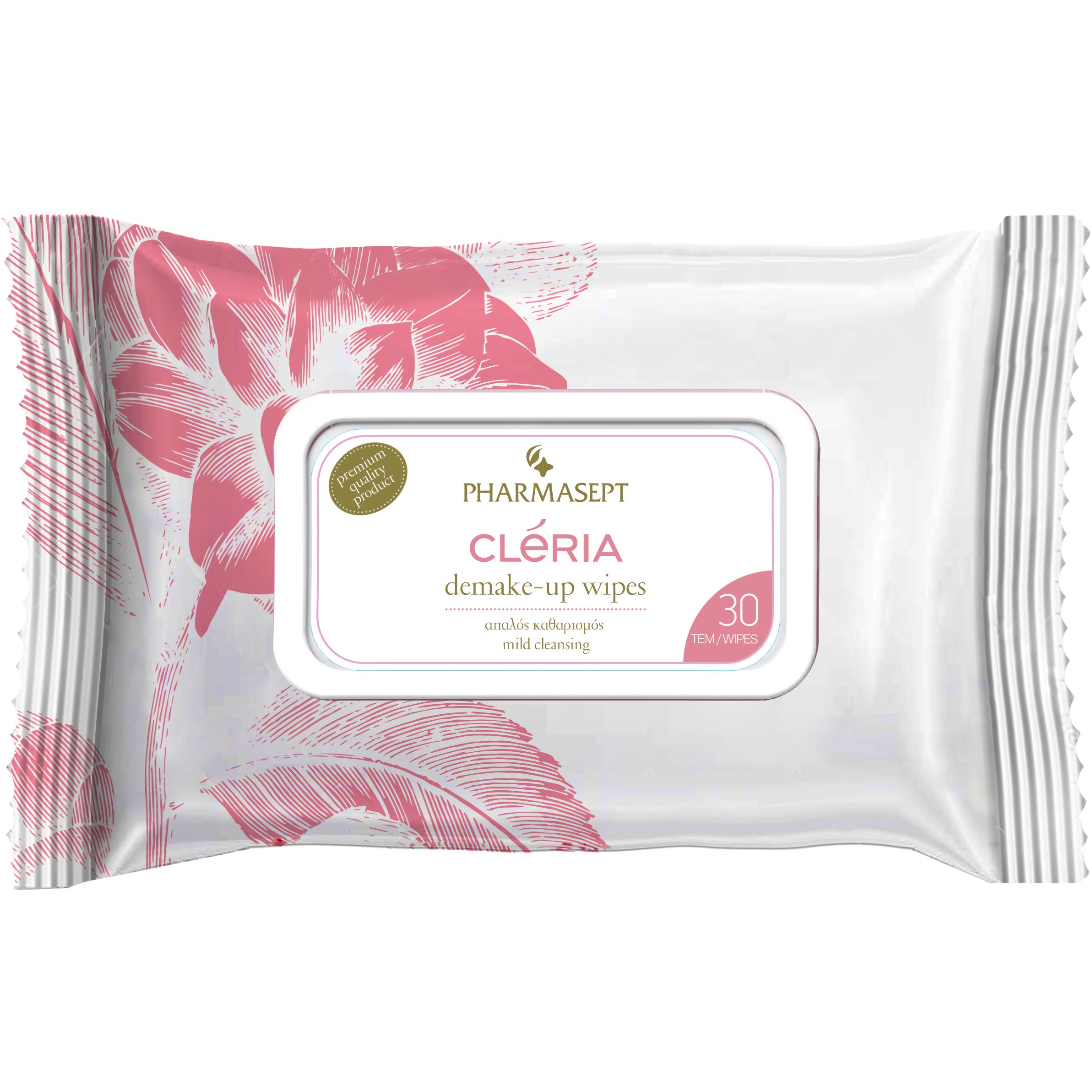 Pharmasept Cleria Demake – Up Wipes Πρακτικά Υγρά Μαντηλάκια Ντεμακιγιάζ Προσώπου & Ματιών 30τεμάχια