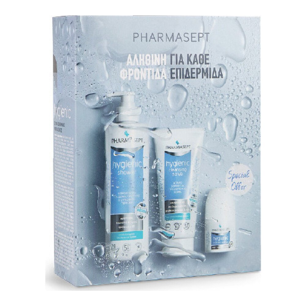 Pharmasept Πακέτο Προσφοράς Hygienic Shower 500ml, Cleansing Scrub 200ml & Mild Deo Roll On 50ml