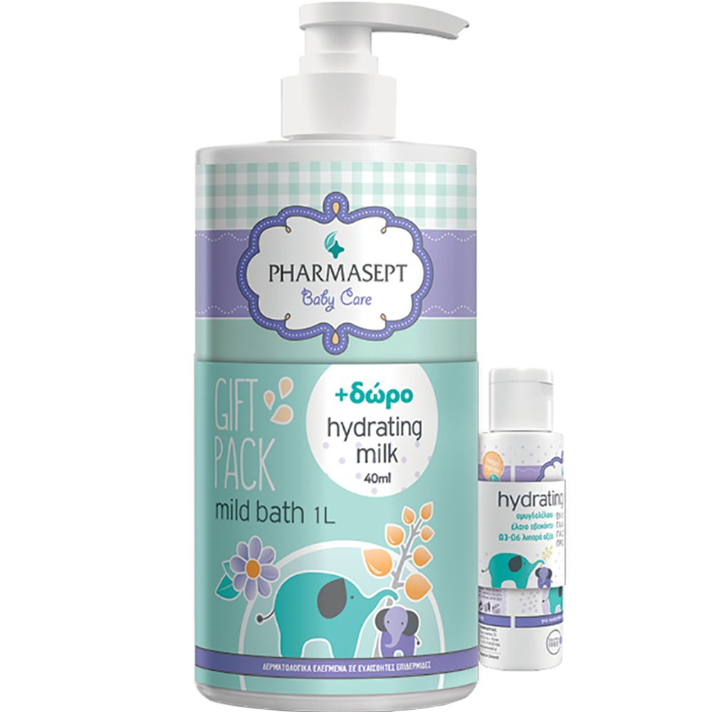 Pharmasept Pharmasept Promo Baby Care Mild Bath 3m+ 1L & Δώρο Hydrating Milk for Body & Face, Sensitive Skin 40ml