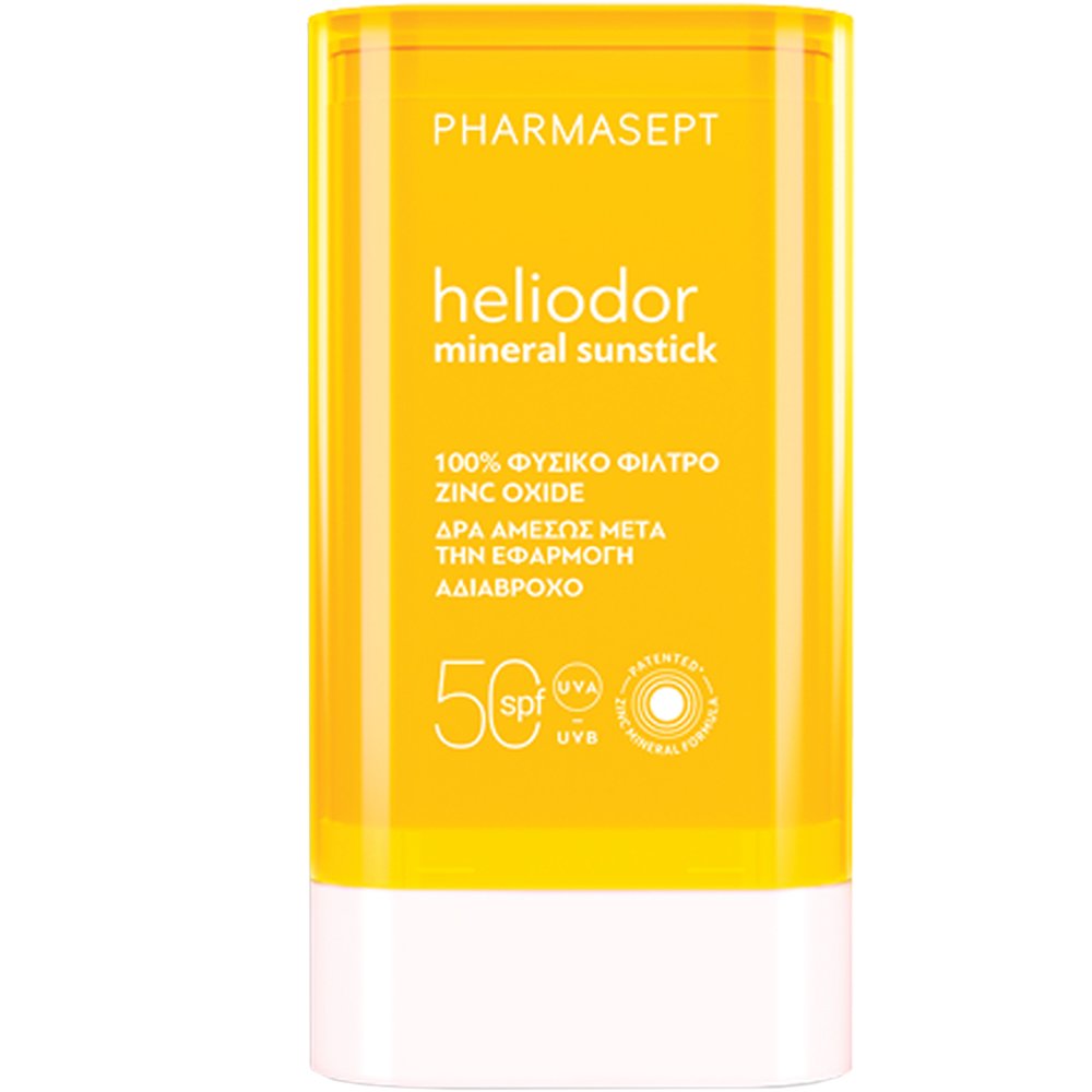 Pharmasept Heliodor Spf50 Mineral Face & Body Sunstick Αντηλιακό Στικ Προσώπου & Σώματος Πολύ Υψηλής Προστασίας από Οξείδιο του Ψευδαργύρου 25g