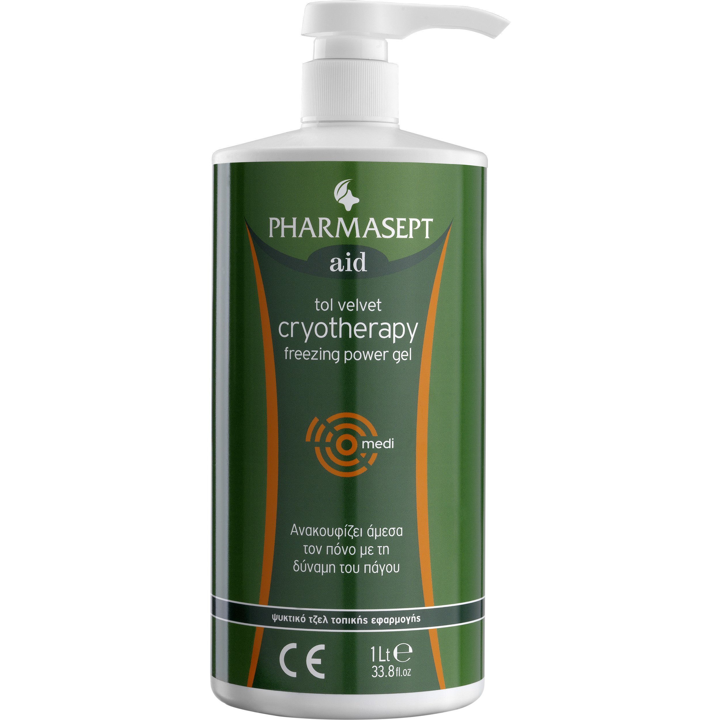 Pharmasept Aid Tol Velvet Cryotherapy Ψυκτικό Τοπικό Αναλγητικό Τζέλ με Φυτικά Εκχυλίσματα 1Lt