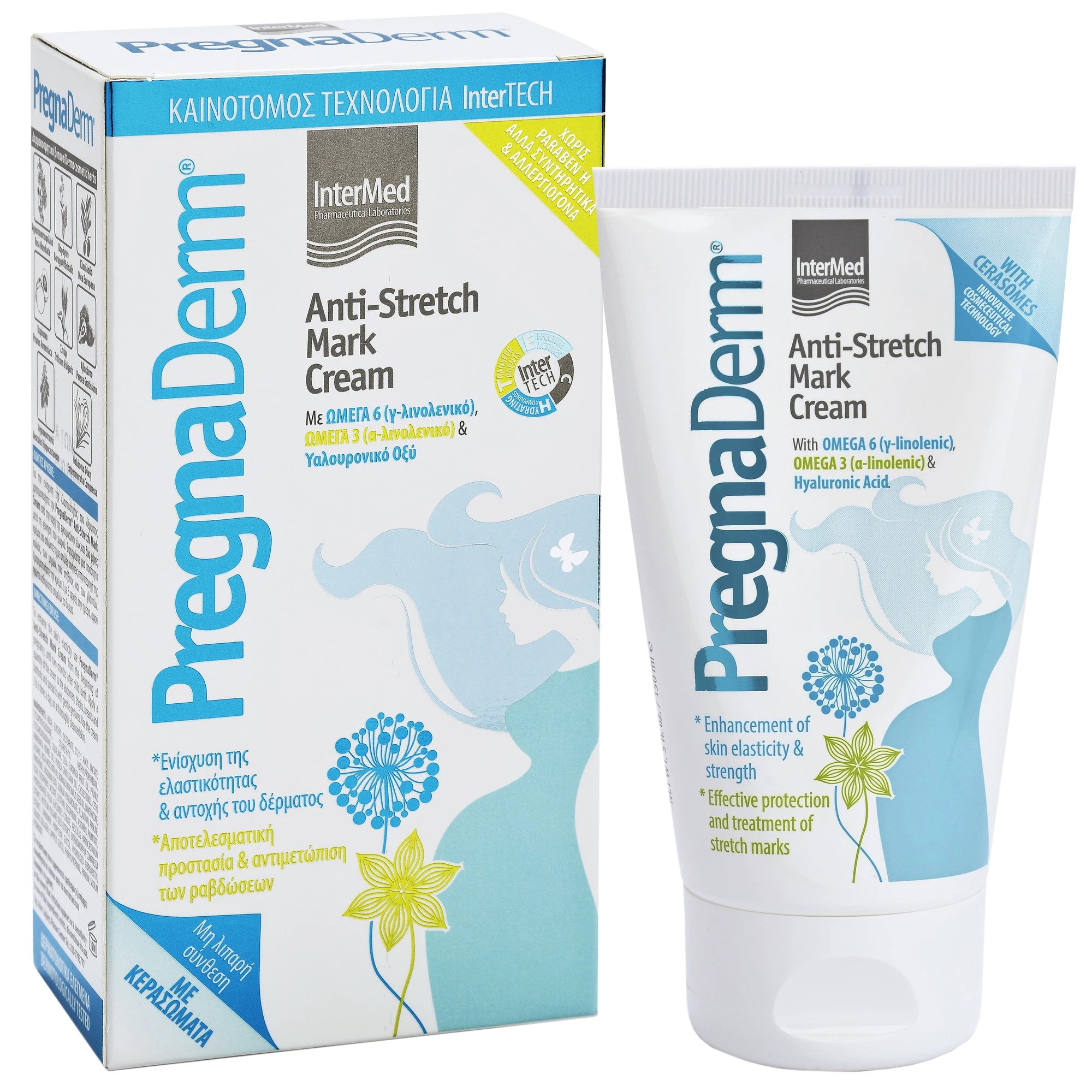 InterMed Intermed Pregnaderm Anti-Stretch Mark Cream Κρέμα για την Ενίσχυση της Ελαστικότητας & Αντοχής του Δέρματος 150ml