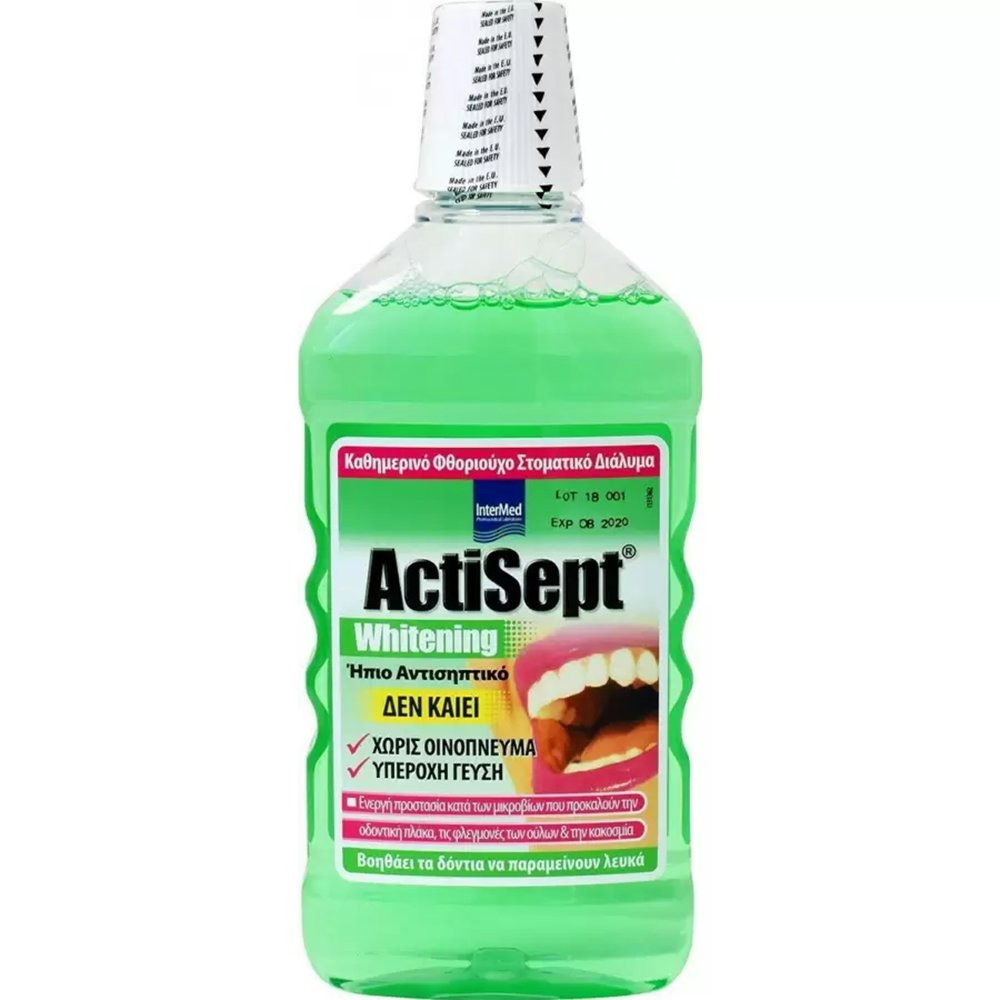 Actisept Actisept Whitening Καθημερινό Φθοριούχο Στοματικό Διάλυμα για Λευκά Δόντια 500 ml