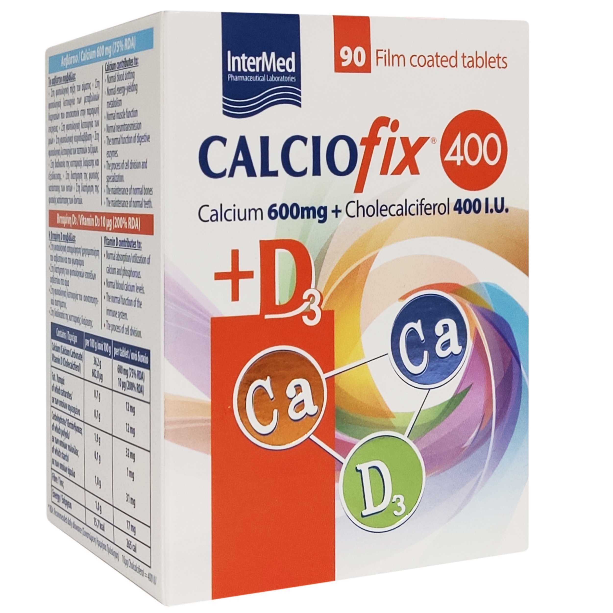 Intermed Calciofix 400 Calcium 600mg & D3 400IU Συμπλήρωμα Διατροφής για την Κάλυψη των Αναγκών σε Ασβέστιο & Βιταμίνη D3 90tabs