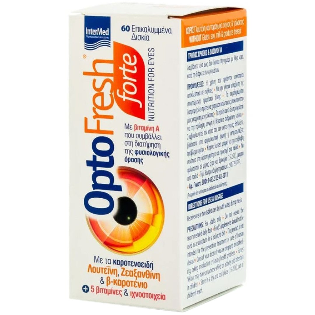 Intermed OptoFresh Forte Nutrition for Eyes Συμπλήρωμα Διατροφής για τη Διατήρηση της Φυσιολογικής Όρασης με Λουτεΐνη, Ζεαξανθίνη & Β-Καροτένιο 60tabs