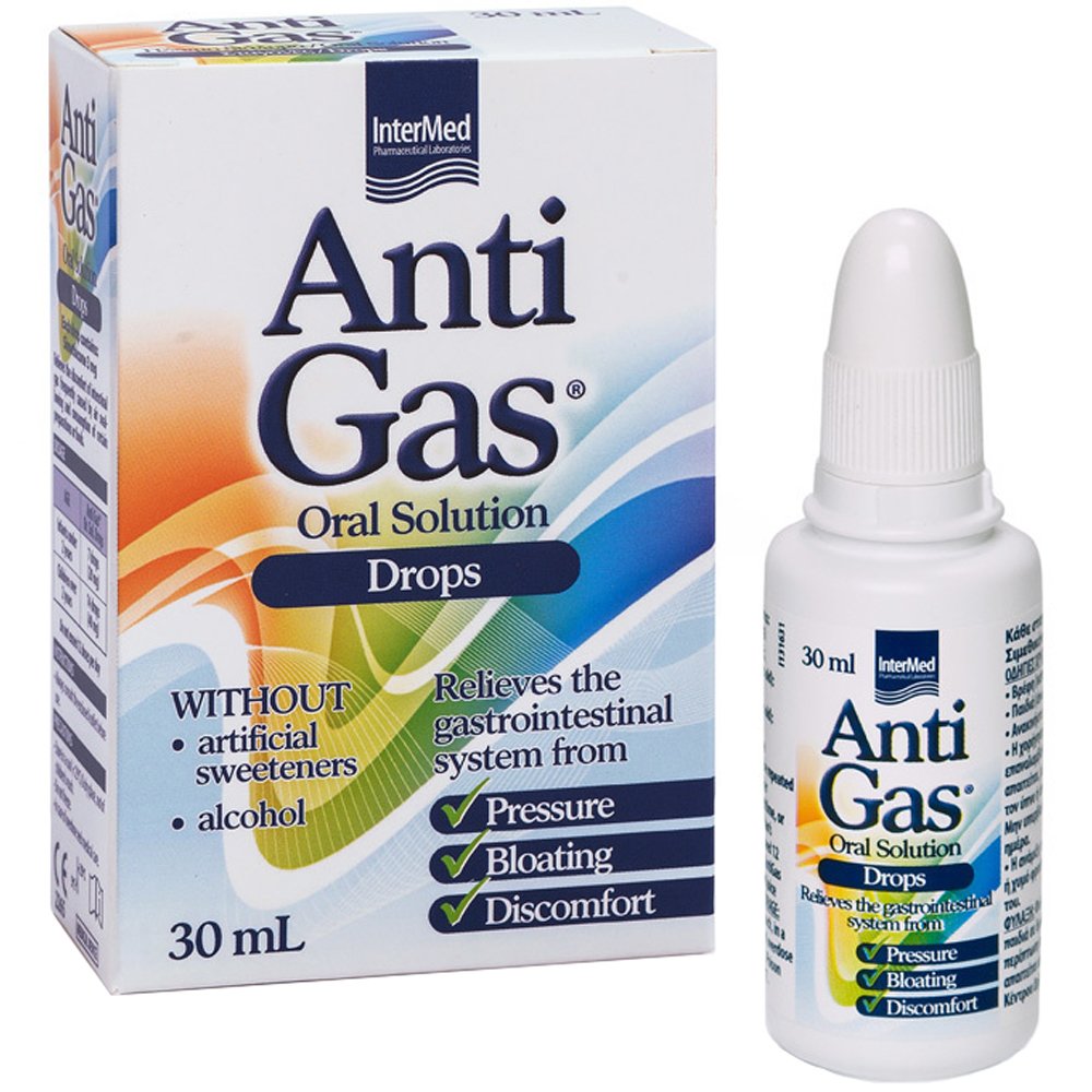 Intermed Antigas Drops Συμπλήρωμα Διατροφής σε Σταγόνες για την Ανακούφιση του Βρεφικού Κολικού & του Αισθήματος Δυσφορίας 30ml 