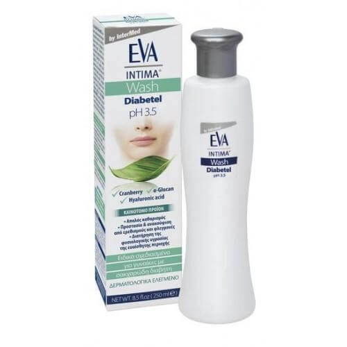Eva Intima Wash Diabetel Καθημερινός Καθαρισμός της Ευαίσθητης Περιοχής Διαβητικών Γυναικών 250ml