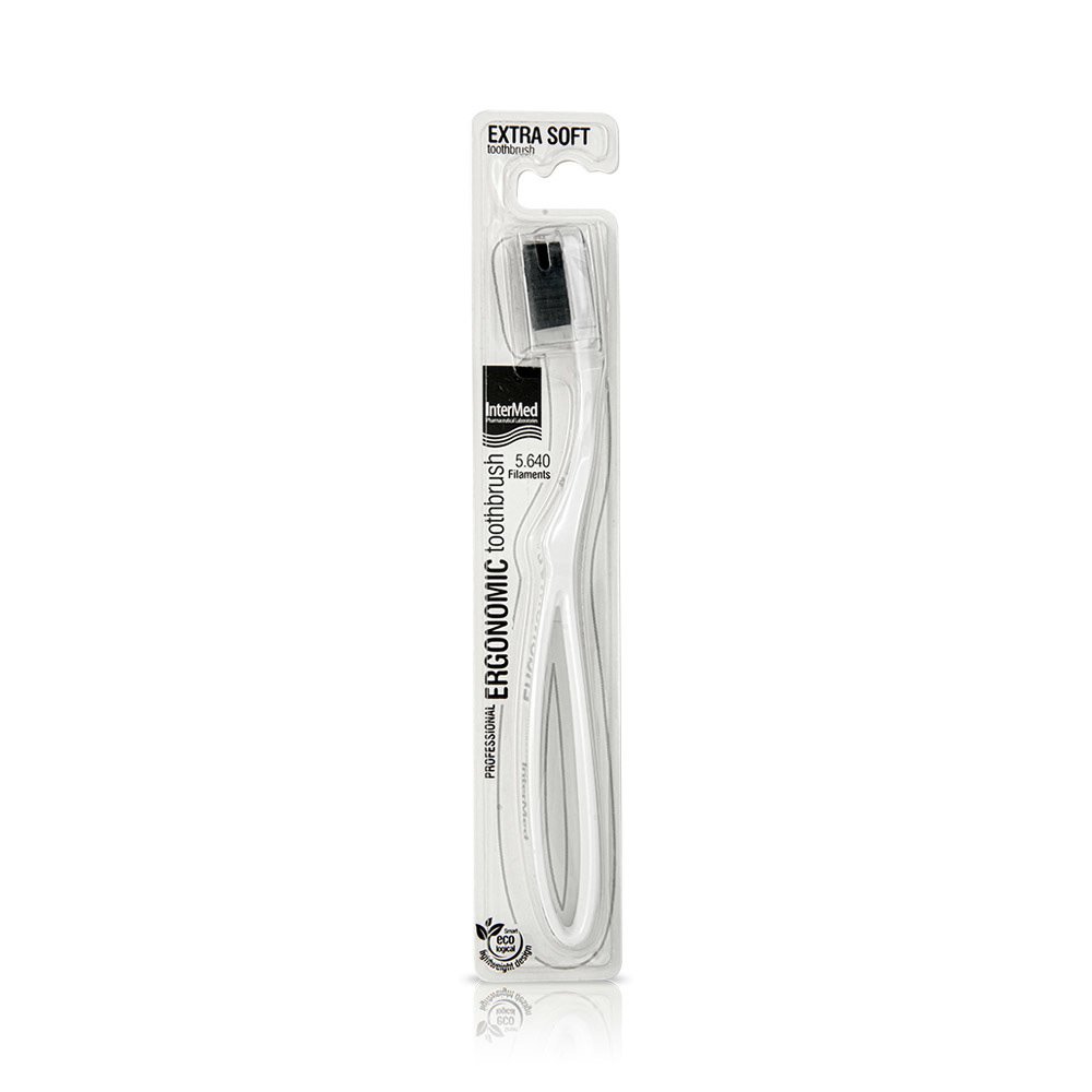 Intermed Professional Ergonomic Toothbrush Extra Soft Επαγγελματική Εργονομική Οδοντόβουρτσα σε Λευκό Χρώμα 1 Τεμάχιο
