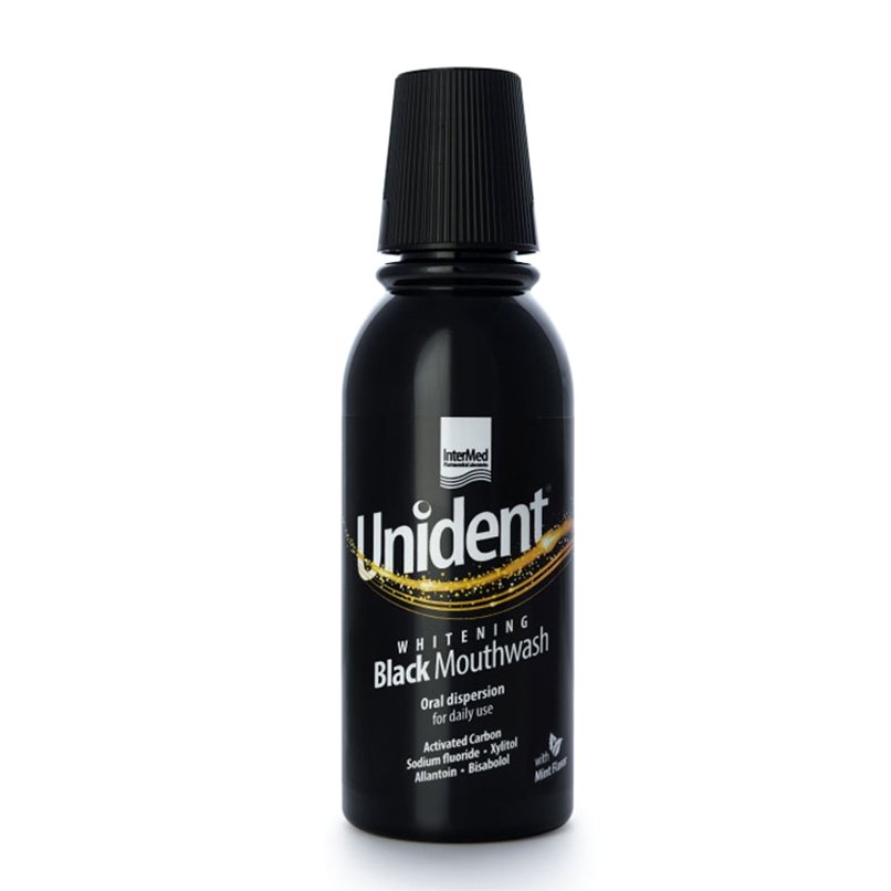 Intermed Unident Whitening Black Mouthwash Στοματικό Διάλυμα με Λευκαντική Δράση 250ml