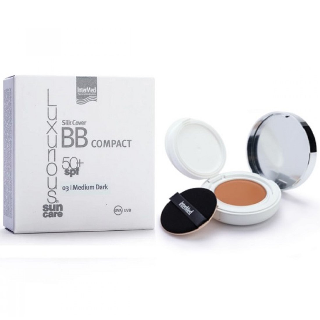 Luxurious Suncare Silk Cover BB Compact SPF50+ Πούδρα Πολύ Υψηλής Αντηλιακής Προστασίας για την Κάλυψη Ατελειών & Φυσικό Ματ Αποτέλεσμα 12g – Medium Dark