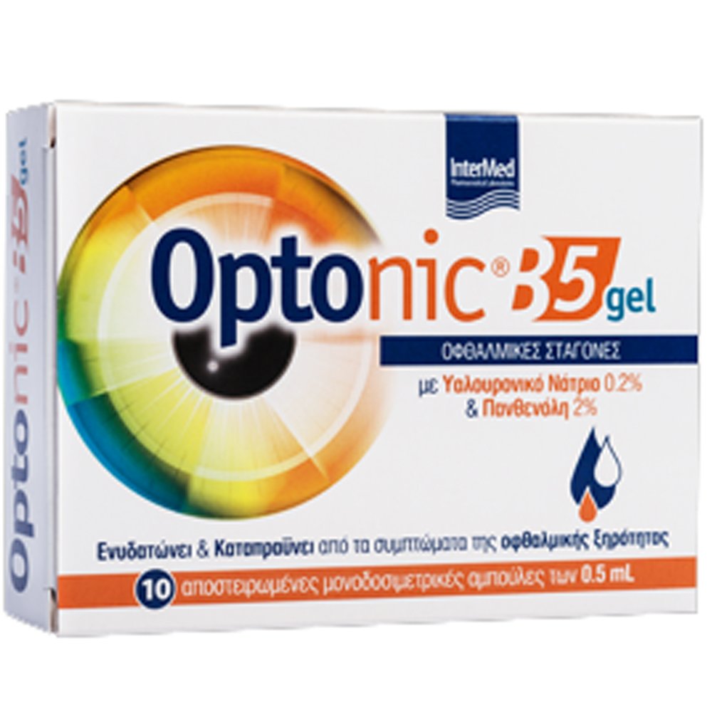 InterMed Intermed Optonic Eye Drops B5 Gel Οφθαλμικές Σταγόνες για τη Λίπανση & Ενυδάτωση της Οφθαλμικής Επιφάνειας με Υαλουρονικό Νάτριο & Πανθενόλη 10x0.5ml
