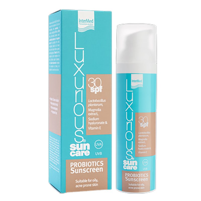Luxurious Sun Care Probiotics Sunscreen Fluid Spf30 Αντηλιακό Γαλάκτωμα Προσώπου Υψηλής Προστασίας με Προβιοτικά, για Λιπαρές – Ακνεϊκές Επιδερμίδες 75ml