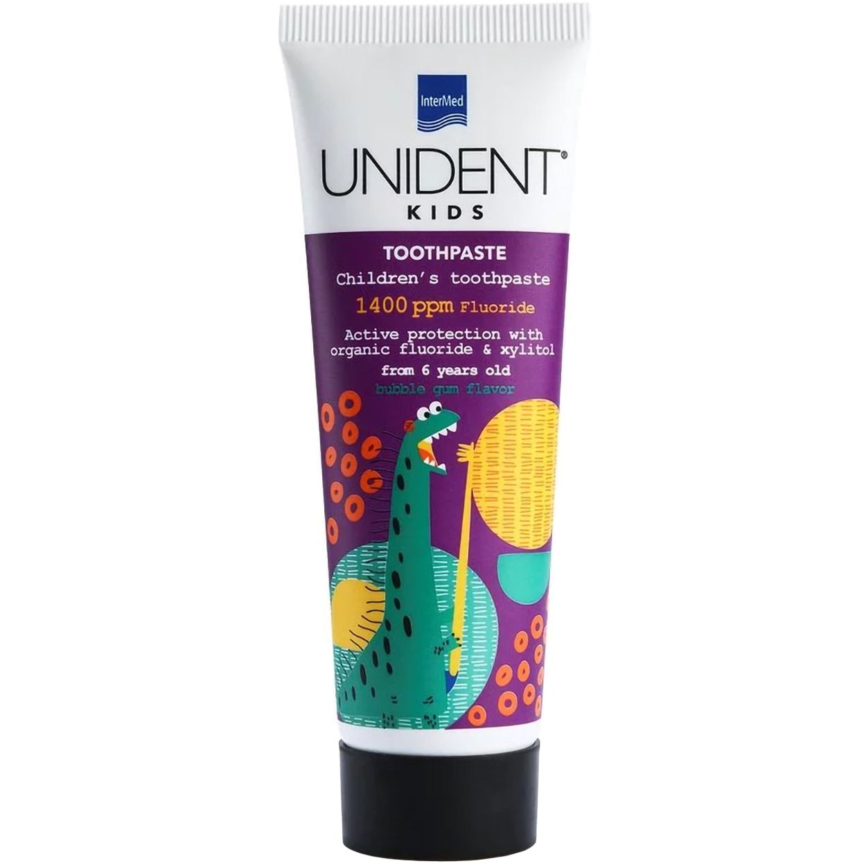 Intermed Unident Kids Toothpaste 1400ppm Fluoride 6+ Years Bubblegum Flavor Φθοριούχος Παιδική Οδοντόκρεμα με Γεύση Τσιχλόφουσκας 50ml