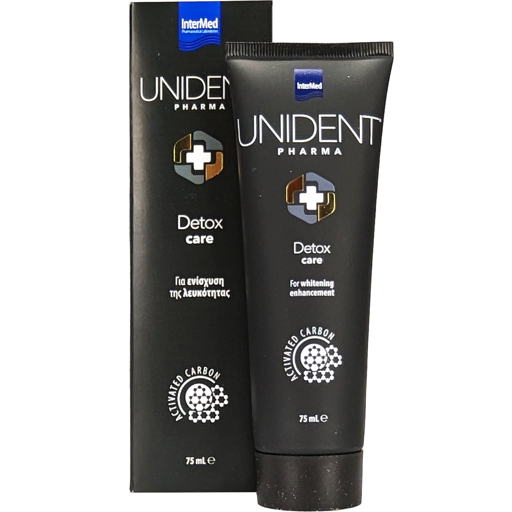 Intermed Unident Detox Care Οδοντόκρεμα με Φθόριο για την Απομάκρυνση των Δυσχρωμιών 75ml