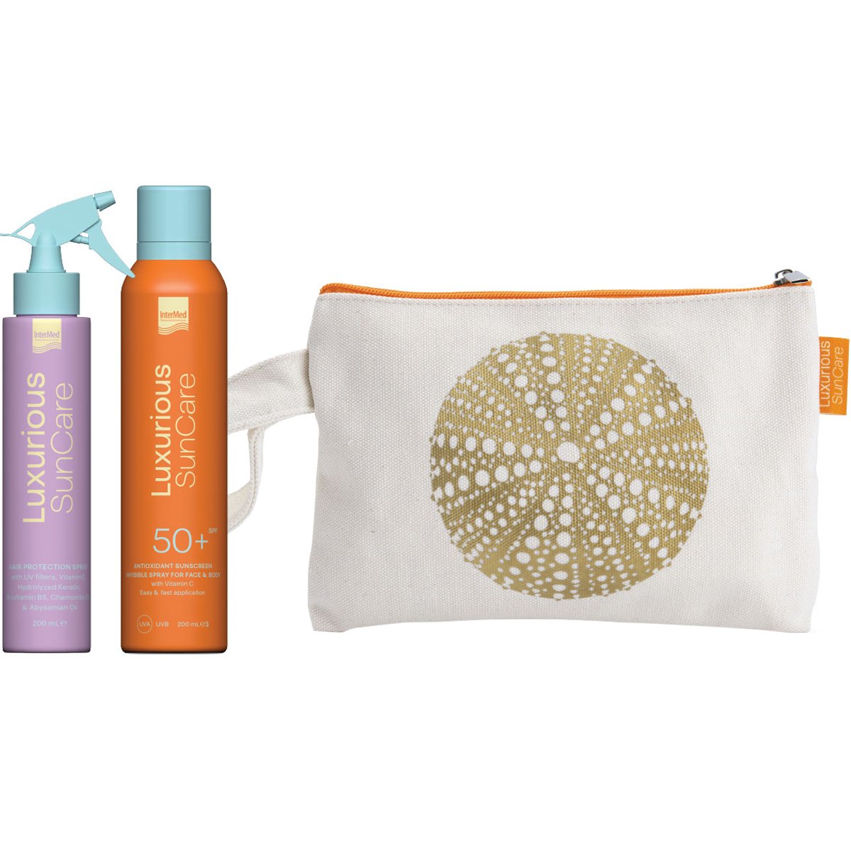 Luxurious SunCare Promo Hair Protection Spray 200ml & Antioxidant Sunscreen Invisible Spray Spf50+, 200ml & Δώρο Νεσεσέρ 1 Τεμάχιο