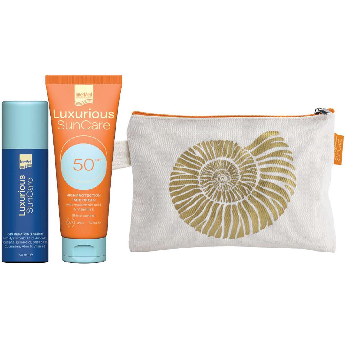 Luxurious Luxurious SunCare Promo Q10 Repairing Serum 50ml & High Protection Face Cream Spf50, 75ml & Δώρο Νεσεσέρ 1 Τεμάχιο