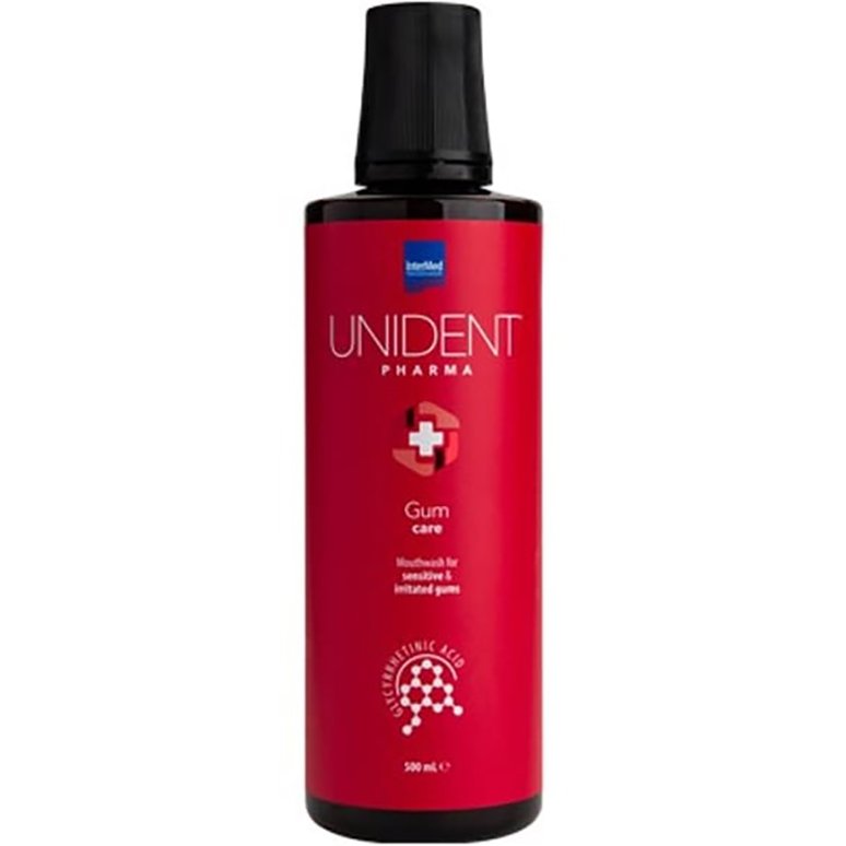Intermed Unident Pharma Gum Care Mouthwash Ειδικά Σχεδιασμένο Καθημερινό Στοματικό Διάλυμα για τα Ευαίσθητα & Ερεθισμένα Ούλα 500ml 