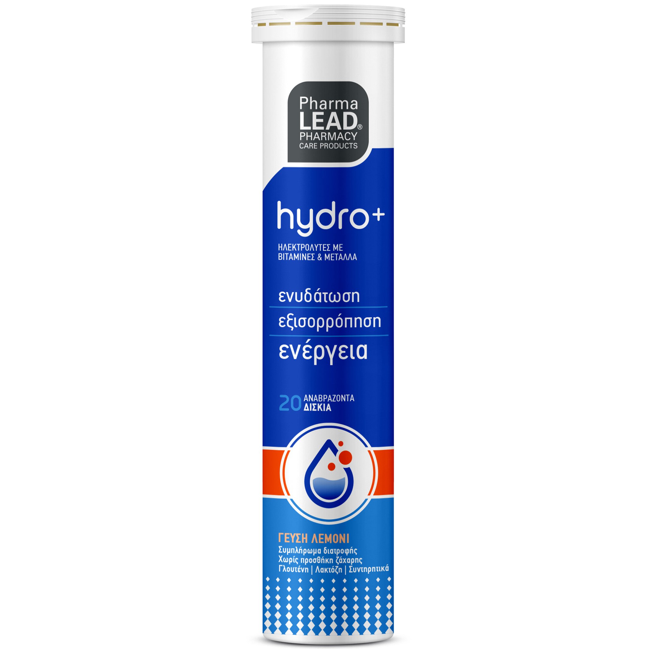 PharmaLead Hydro+ Ηλεκτρολύτες με Βιταμίνες & Μέταλλα που Προσφέρουν Άμεση Ενυδάτωση, Ενέργεια & Εξισορρόπηση 20Effer.tabs