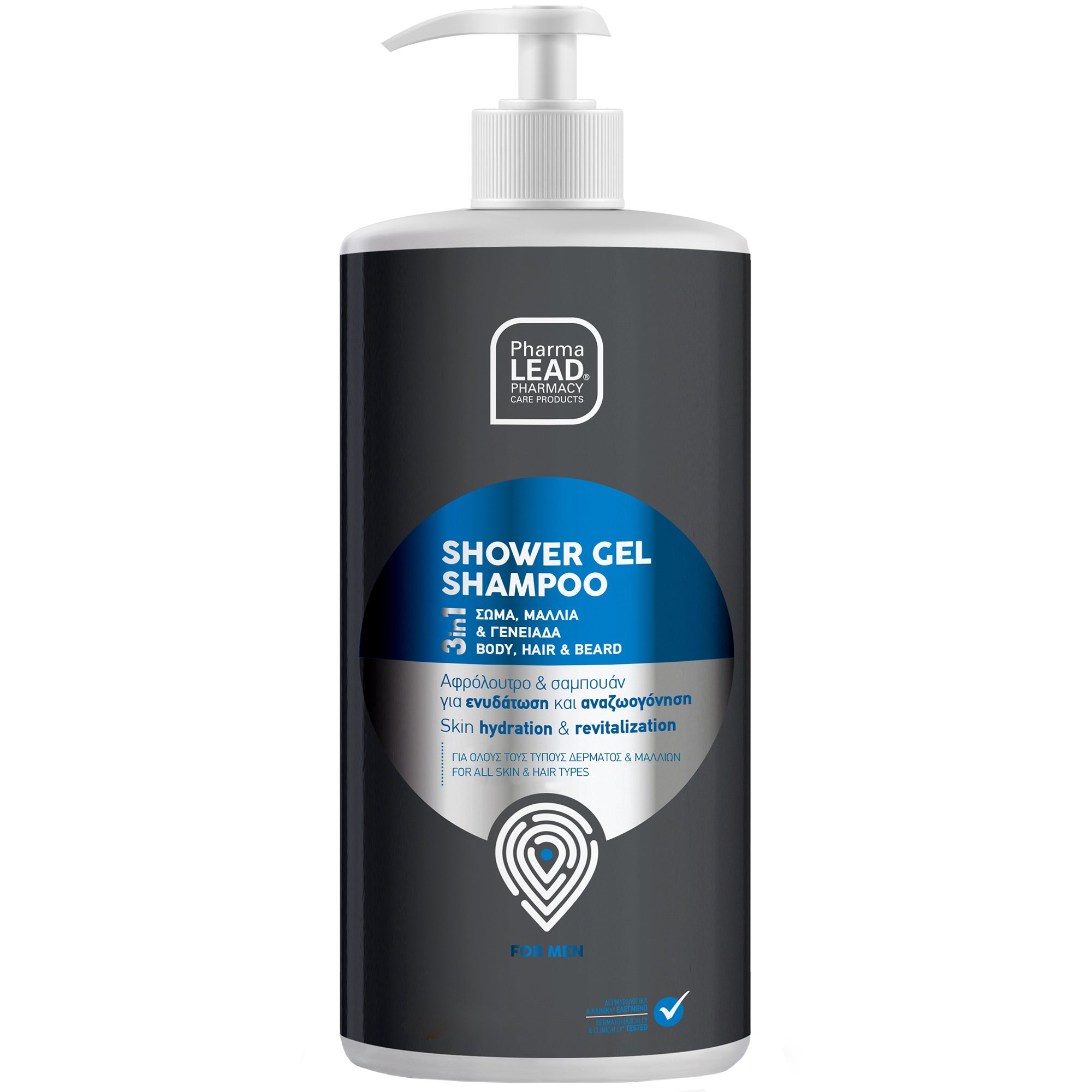 Pharmalead Men’s Shower Gel Shampoo 1Lt Ανδρικό Αφρόλουτρο & Σαμπουάν 3 σε 1 για Ενυδάτωση & Αναζωογόνηση