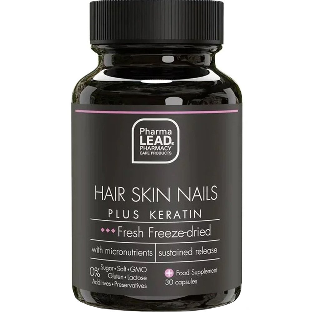 Pharmalead Black Range Hair Skin Nails Plus Keratin Συμπλήρωμα Διατροφής με Κερατίνη, Βιταμίνες, Μέταλλα, Αμινοξέα & Εκχύλισμα Βοτάνων για την Καλή Υγεία των Νυχιών, Μαλλιών & Δέρματος 30caps