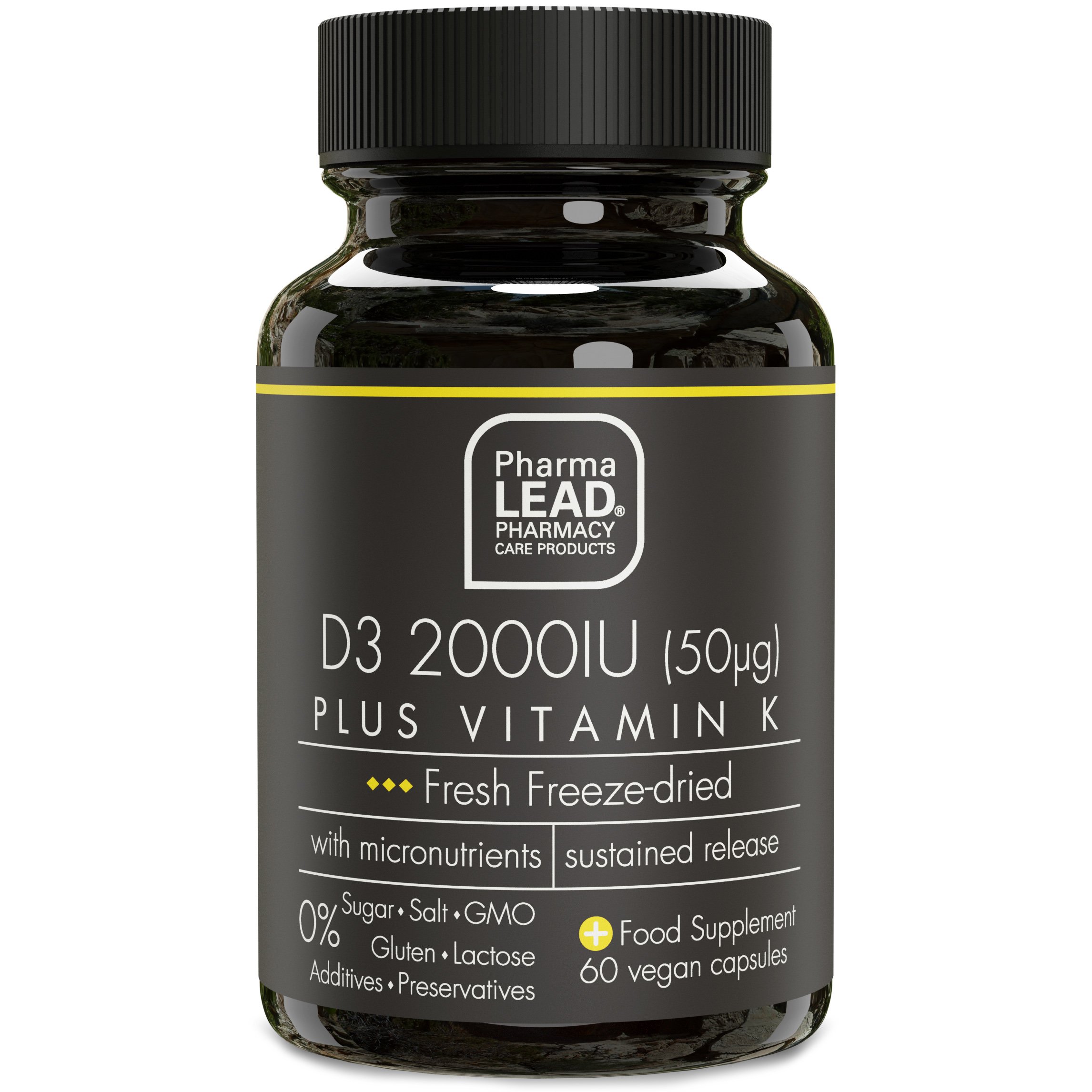 Pharmalead Black Range D3 2000IU Plus Vitamin K Συμπλήρωμα Διατροφής για την Ενίσχυση του Ανοσοποιητικού & την Υγεία των Οστών 60veg.caps