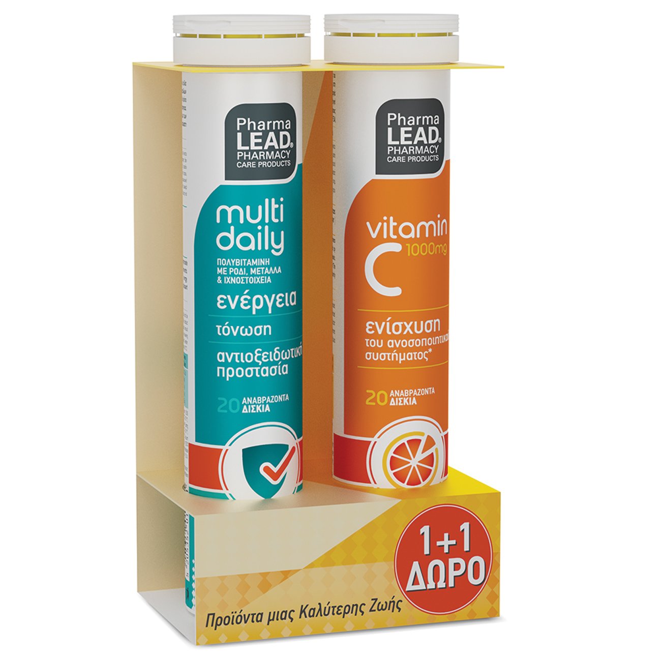 Pharmalead Multi Daily Πολυβιταμίνη με Ρόδι, Μέταλλα & Ιχνοστοιχεία για Αντιοξειδωτική Προστασία 20Effer.tabs & Βιταμίνη C 1000mg 20Effer.tabs